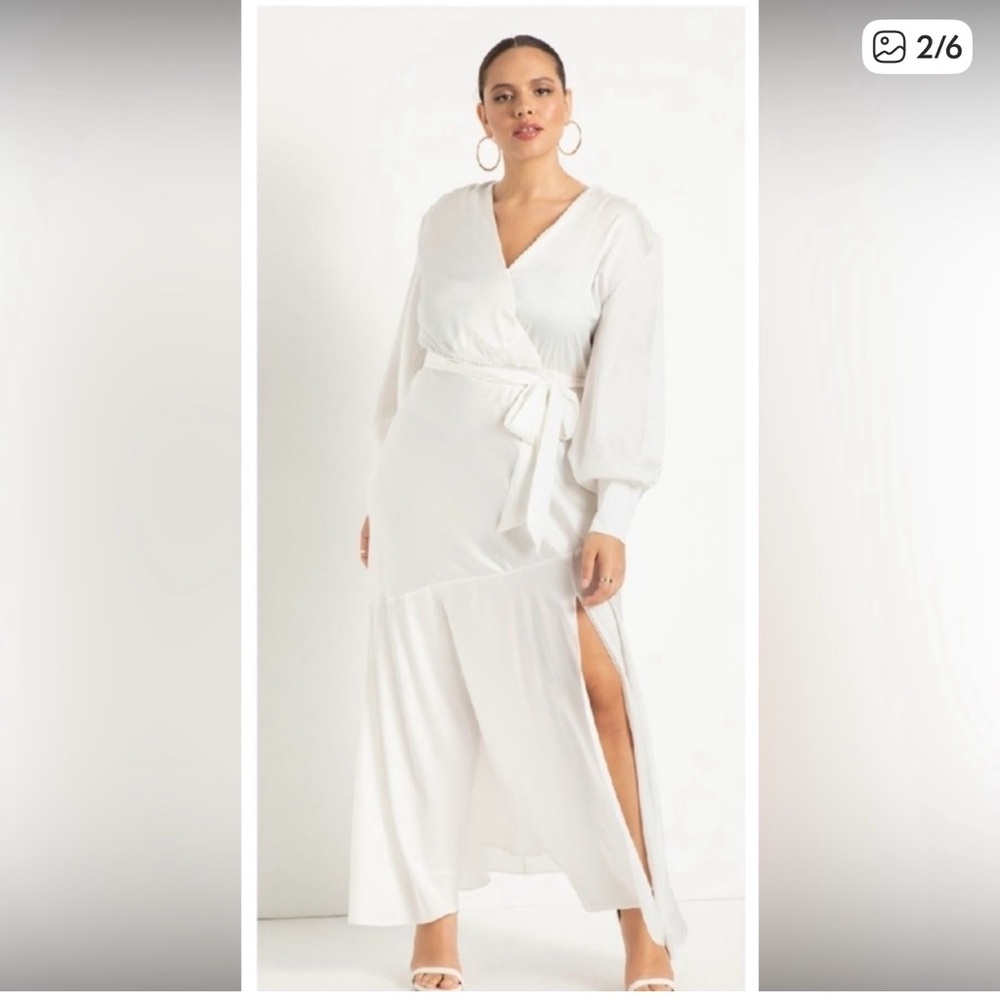 Eloquii White Long Sleeve Dress